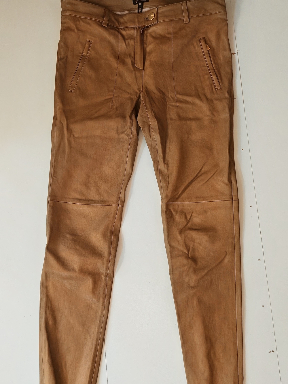 Escada Butter Soft Leather Pants Brown Straight Leg / Skinny Size 40